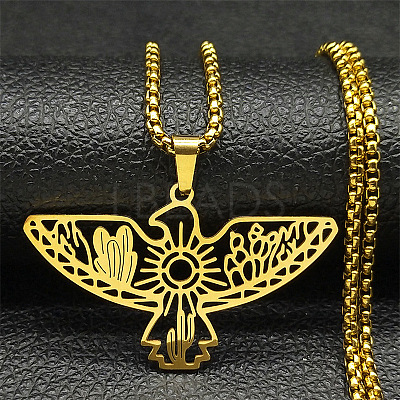 201 Stainless Steel Pendant Necklaces LS-NJEW-C066-18G-1