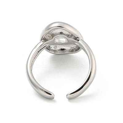 Brass Letter Open Cuff Rings for Women RJEW-G313-01O-P-1