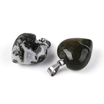 Natural Moss Agate Pendants G-T143-49C-1