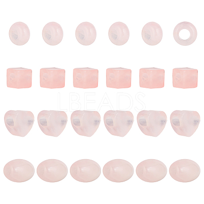 24Pcs 4 Styles Natural Rose Quartz European Beads G-AR0005-34-1