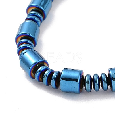 Synthetic Hematite & Brass Column Beaded Necklace Bracelet with Magnetic Clasps SJEW-G079-01A-1