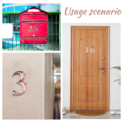 10Pcs 10 Styles 3D Digits ABS Plastic Room Number Plaque FIND-GL0001-47-1