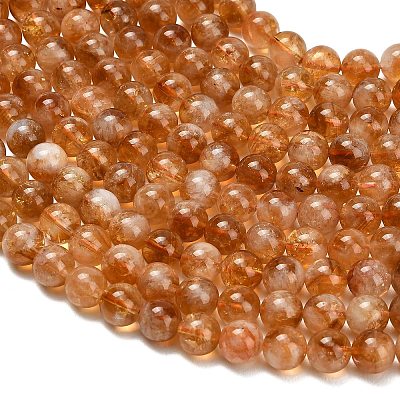 Hearted Natural Citrine Beads Strands G-L663-A02-8mm-1