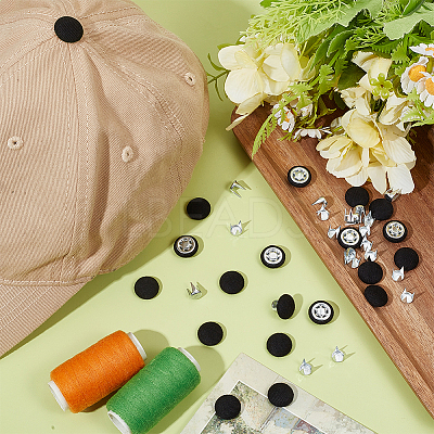 24 Bags Flat Round Cloth Cap Nail Buttons BUTT-BC0001-21A-1