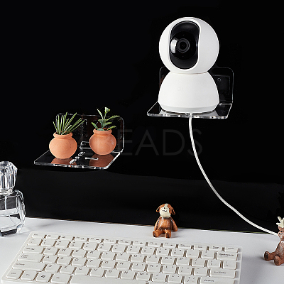 Acrylic Wall-Mounted Adhesive Camera Display Shelf with Iron Screw ODIS-WH0002-86B-1