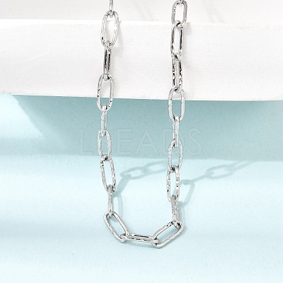 4MM 304 Stainless Steel Textured Paperclip Chain Necklaces for Man and Women SA-CBAB767-12P-1