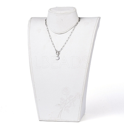 Non-Tarnish Moon 304 Stainless Steel Pendant Necklaces NJEW-JN02888-02-1