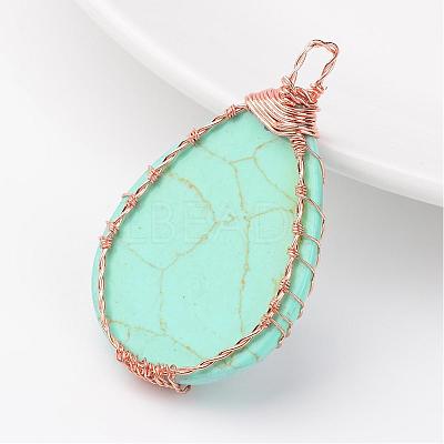 Synthetic Turquoise Pendants G-K122-01RG-1