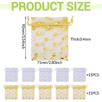 30Pcs 2 Colors Hot Stamping Polka Dot Organza Jewelry Drawstring Bags ABAG-TADJ0001-06A-1