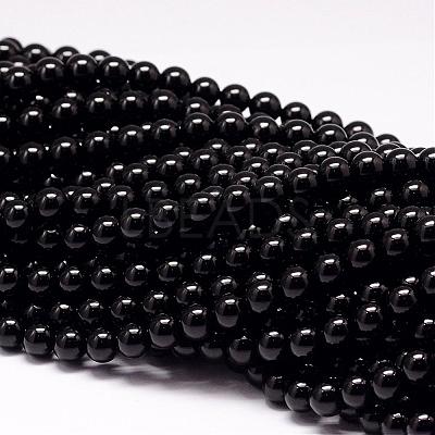 Natural Black Tourmaline Beads Strands G-P132-16-10mm-1