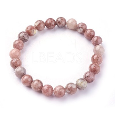 Natural Plum Blossom Jasper Beads Stretch Bracelets X-BJEW-F380-01-B08-1