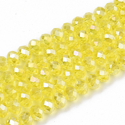 Electroplate Glass Beads Strands X-EGLA-A044-T6mm-B29-1