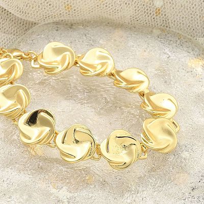 Brass Flat Round Links Bracelets for Women KK-B124-11G-1