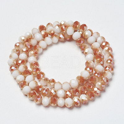 Electroplate Opaque Solid Color Glass Beads Strands EGLA-A034-P4mm-J09-1