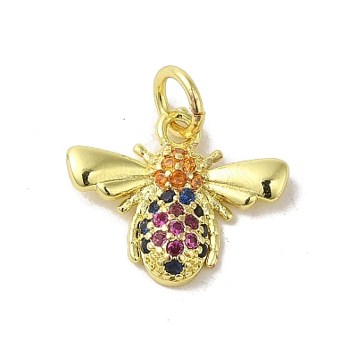 Real 18K Gold Plated Brass Pave Cubic Zirconia Pendants KK-M283-04C-02-1