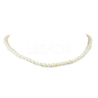 Adjustable Natural Cultured Freshwater Pearl Rice Beaded Necklaces for Women NJEW-JN06341-1