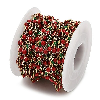 Ion Plating(IP) 304 Stainless Steel Enamel Cherry Link Chains CHS-Z003-01G-02-1
