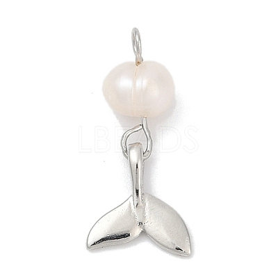 Natural Cultured Freshwater Pearl & Brass Pendants KK-U062-15P-1