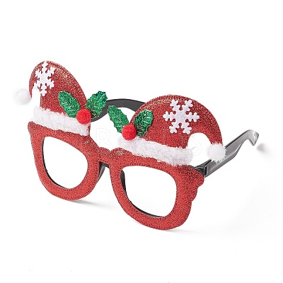 Christmas Plastic & Non-woven Fabric Glitter Glasses Frames LS-AJEW-E053-01C-1