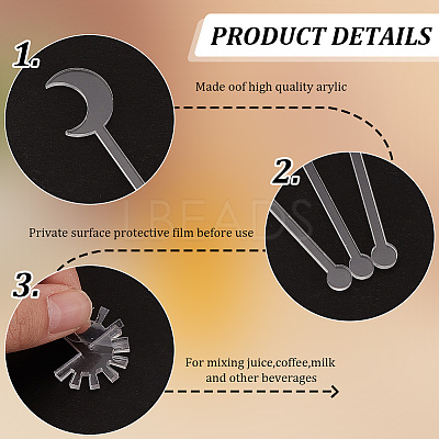 30Pcs 3 Style Transparent Acrylic Stirring Rods TACR-NB0001-30A-1