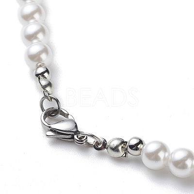 Plastic Pearl Daisy Pendant Dangle Earrings & Stretch Bracelet & Pendant Necklace SJEW-JS01256-1
