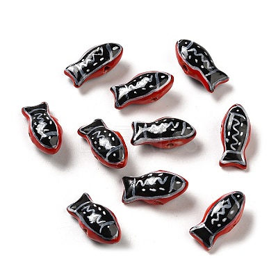 Handmade Printed Porcelain Beads PORC-E015-17-1