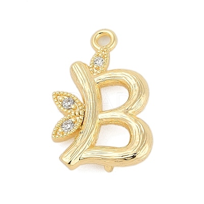 Brass Crystal Rhinestone Letter Links Connector Charms KK-S395-06G-B-1