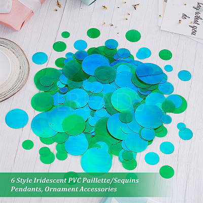 690Pcs 6 Style Iridescent PVC Paillette/Sequins Pendants KY-OC0001-31B-1