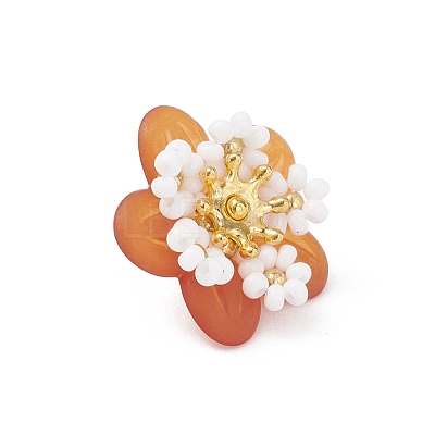 Glass Seed Beaded Flower Pendants PALLOY-MZ01128-02-1