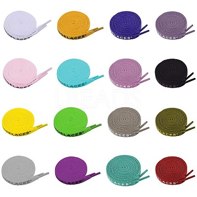 32Pcs 16 Colors Polyester Flat Custom Shoelace AJEW-SZ0001-91-1