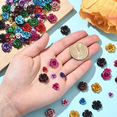150Pcs 3 Styles Aluminum 3D Rose Flower FALUM-YW0001-02-1