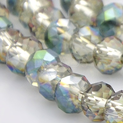 Half Rainbow Plated Faceted Rondelle Electroplate Glass Beads Strands GLAA-A024D-HR01-1