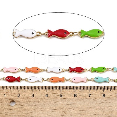 304 Stainless Steel Enamel Fish Link Chains CHS-F023-01J-G-1