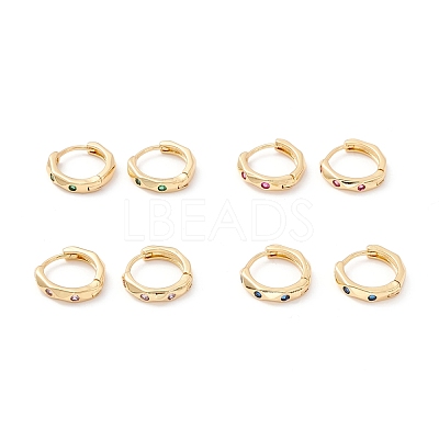 Cubic Zirconia Huggie Hoop Earrings EJEW-I260-20G-NR-1