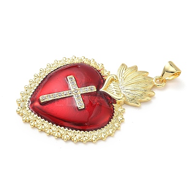 Brass Micro Pave Cubic Zirconia Pendants KK-I379-03G-K-1