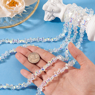 Electroplate Transparent Glass Beads Strands GLAA-TAC0028-009C-1