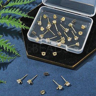 16Pcs Brass Stud Earring Findings KK-FS0001-56G-1