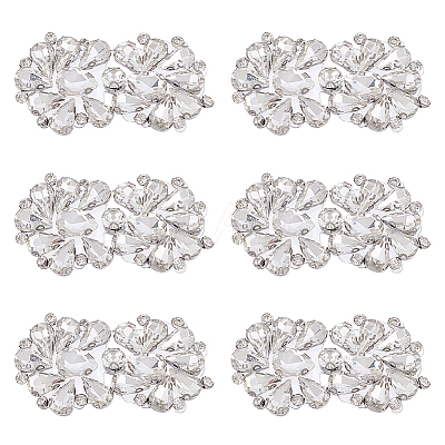 6Pcs Flower Glass Rhinestone Cabochons DIY-FG0010-18B-1