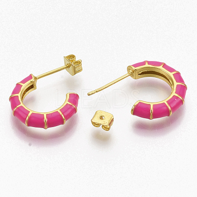 Brass Stud Earrings EJEW-S209-10D-1