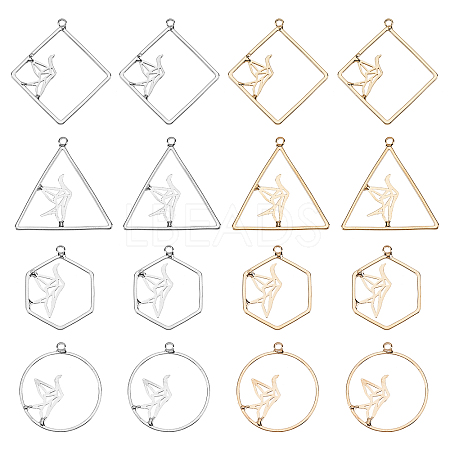 16Pcs 8 Style Alloy Hollow Pendants FIND-OC0001-36-1