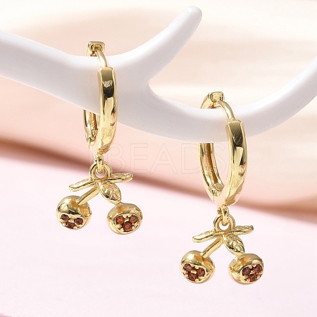Brass Cubic Zirconia Hoop Earrings EJEW-Q015-01G-B-1
