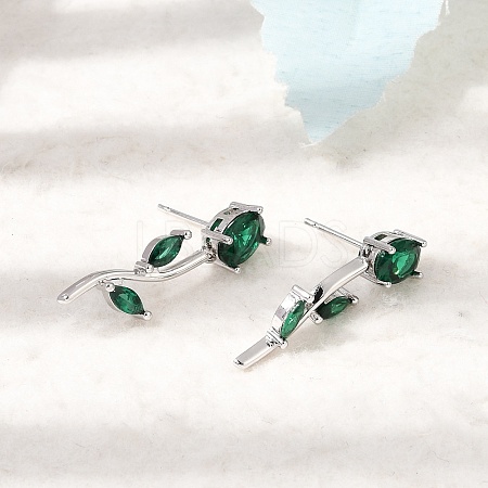 Brass Micro Pave Cubic Zirconia Stud Earrings KK-CBA8324-20P-02-1
