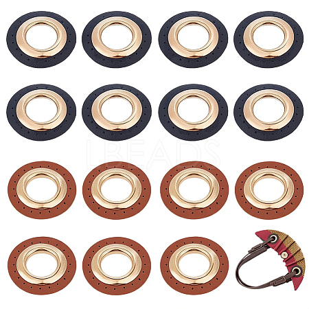 8 Bags 2 Colors Imitation PU Leather Eeyelet Patch PURS-CL0001-34G-1