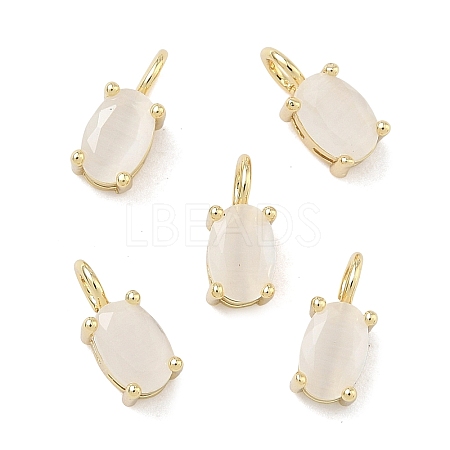 Brass Cat Eye Pendants KK-C251-09B-G01-1