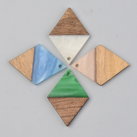 Opaque Resin & Walnut Wood Pendants RESI-S389-012A-C-1