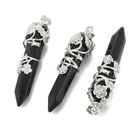 Natural Dyed & Heated Black Agate Pointed Pendants G-O164-02-P04-1
