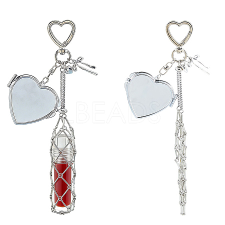Mirror Alloy & Iron Pendant Decorations HJEW-WH0068-90A-1