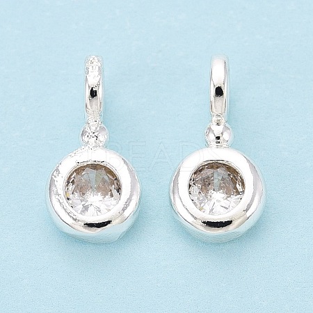 Brass Micro Pave Clear Cubic Zirconia Charms KK-N288-16S-1