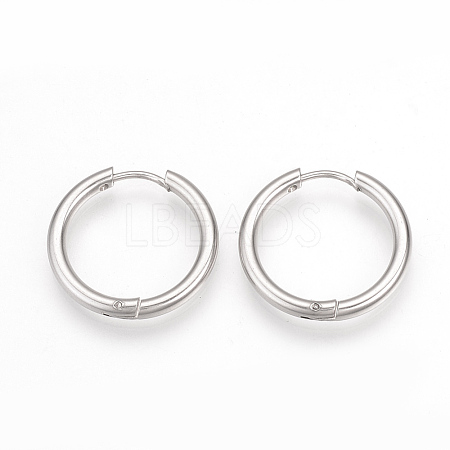 201 Stainless Steel Hoop Earrings X-MAK-R021-15mm-1