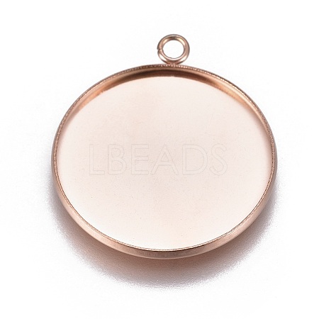 Ion Plating(IP) 304 Stainless Steel Pendant Cabochon Settings STAS-G127-13-25mm-RG-1